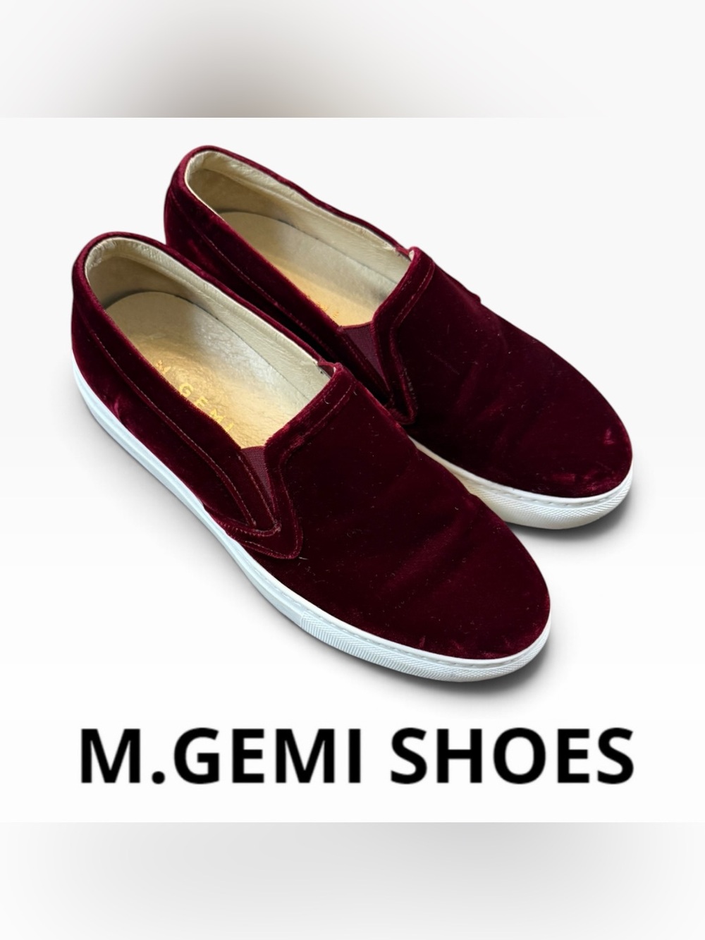 M. Gemi Men's Burgundy The Cerchio Velvet Sneakers